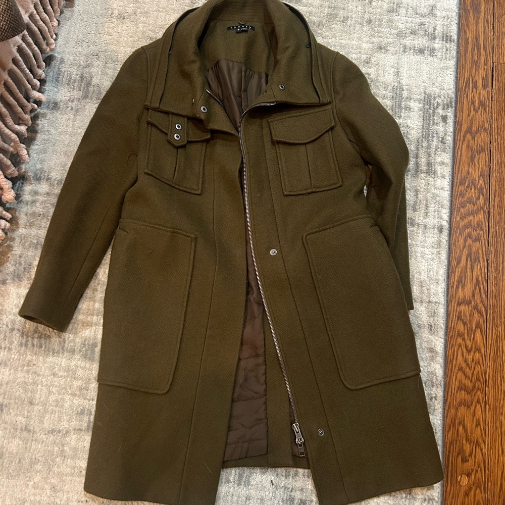 Theory Olive Green Military Coat